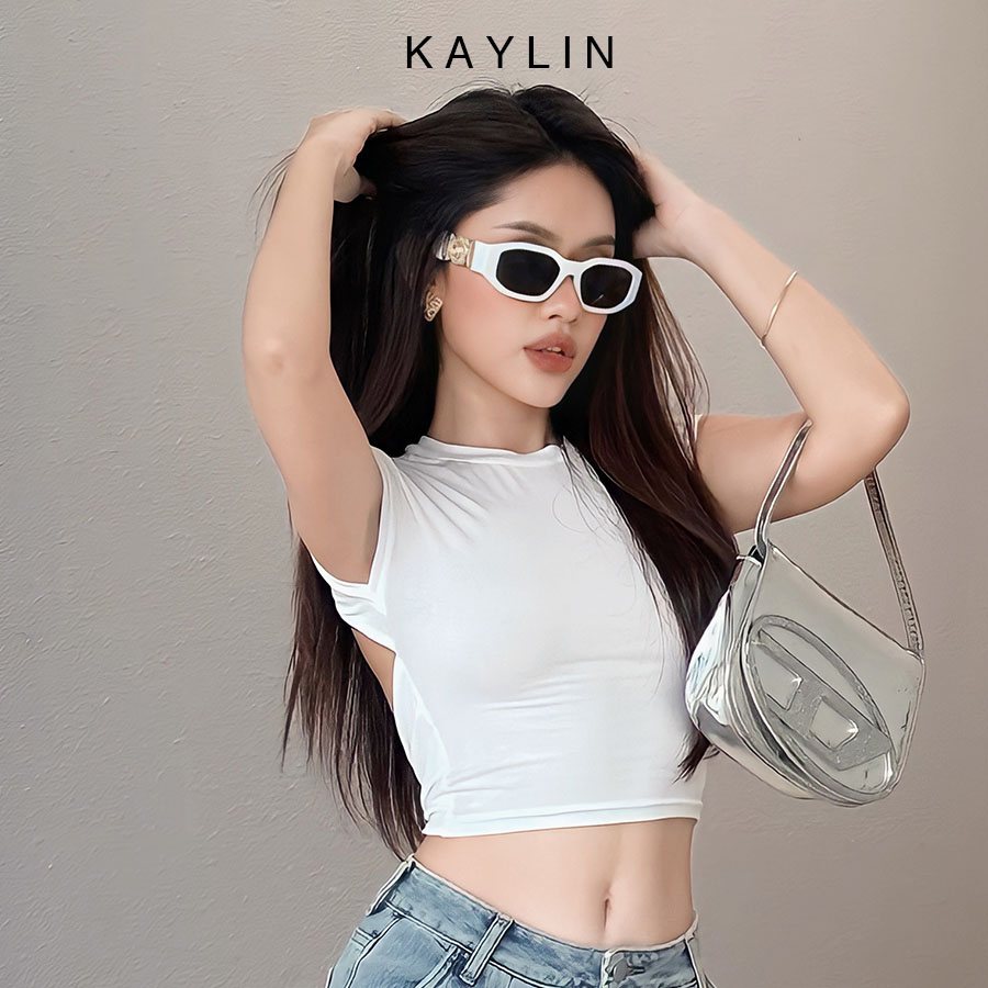 Áo thun croptop hở lưng form ôm màu trơn chất thun co giản phong cách mát mẻ sexy gợi cảm KAYLIN – N2106 spe