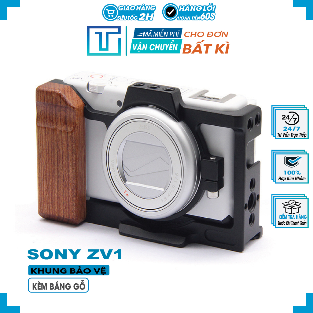 KHUNG BẢO VỆ- RIGCAGE CHO SONY ZV1 KÈM BÁNG GỖ . BH 12 Tháng | Shopee