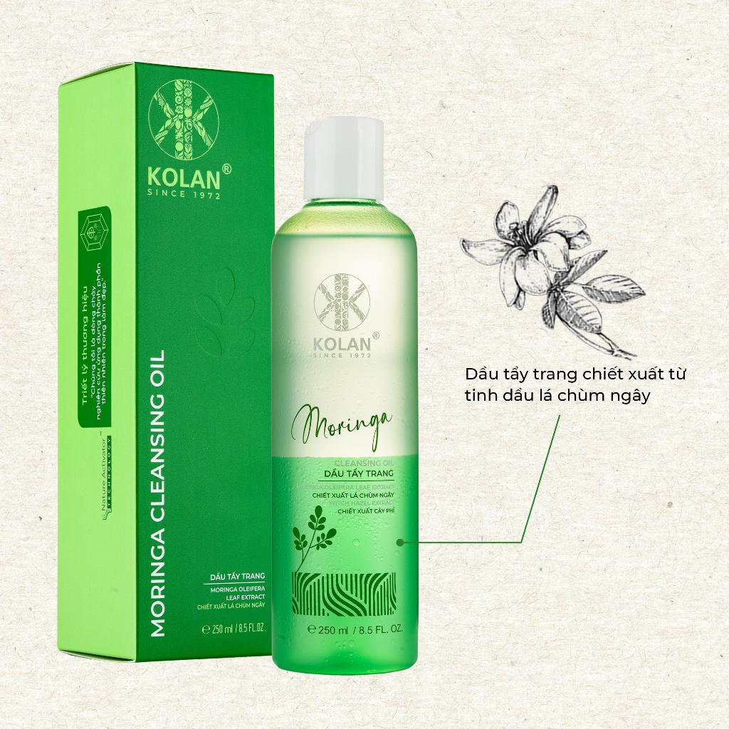 [Date 08/2027] Dầu Tẩy Trang KOLAN 250ml, Chiết Xuất Chùm Ngây, Làm Sạch, Dưỡng Ẩm, Mịn Màng