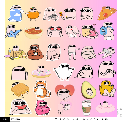 60 Sticker Ketnipz  hộp bút cặp vở điện thoại laptop mũ bảo hiểm
