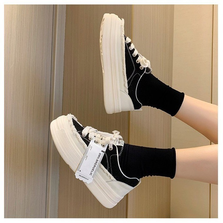Giày thể thao sneaker nam nữ đế độn phối màu phong cách Hàn Quốc