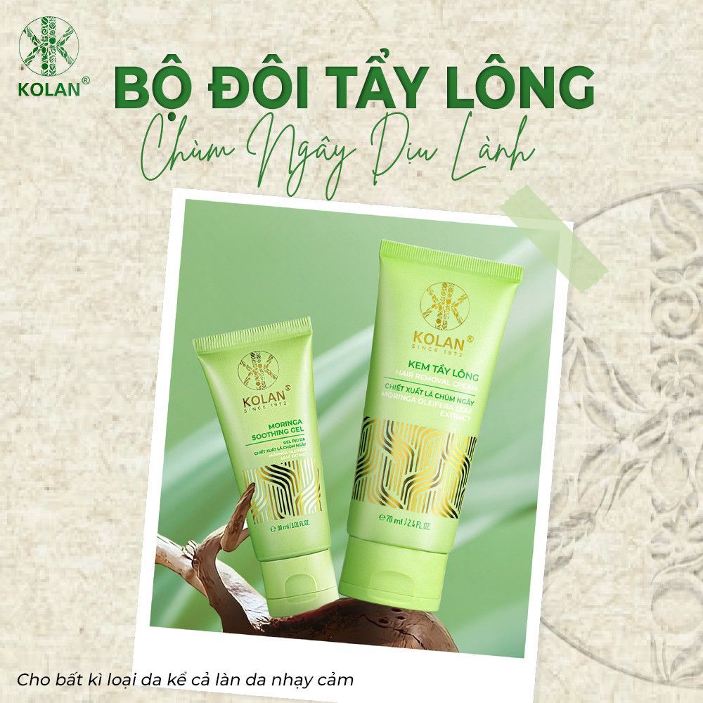 [Date 08/2026] Combo Kem Tẩy Lông KOLAN 70ml + Gel Dịu Da KOLAN 30ml