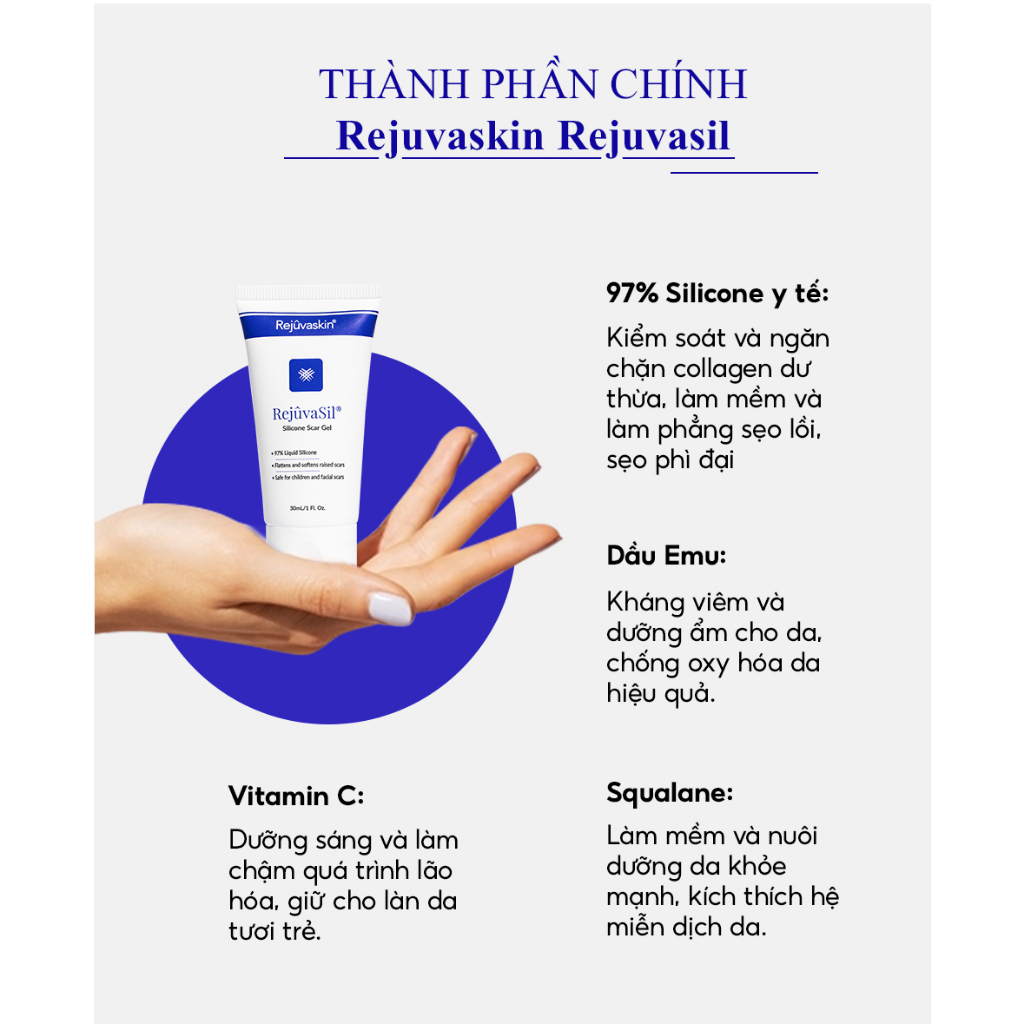 Ảnh Sample Gel ngăn ngừa sẹo và làm xẹp sẹo lồi, sẹo phì đại REJUVASKIN Rejuvasil 1ml 3