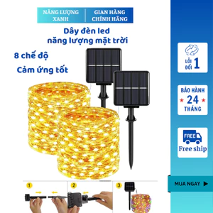Dây đèn led năng lượng mặt trời nhiều chế độ , Dây đèn trang trí ngoài trời chống nước hiệu quả