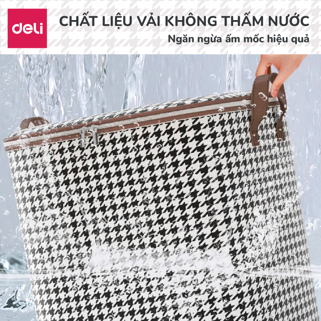 Giỏ túi đựng chăn quần áo bằng vải 140L DELI, Túi đựng chăn màn đa năng cỡ lớn có thể gấp gọn, chống bụi bẩn, ẩm mốc