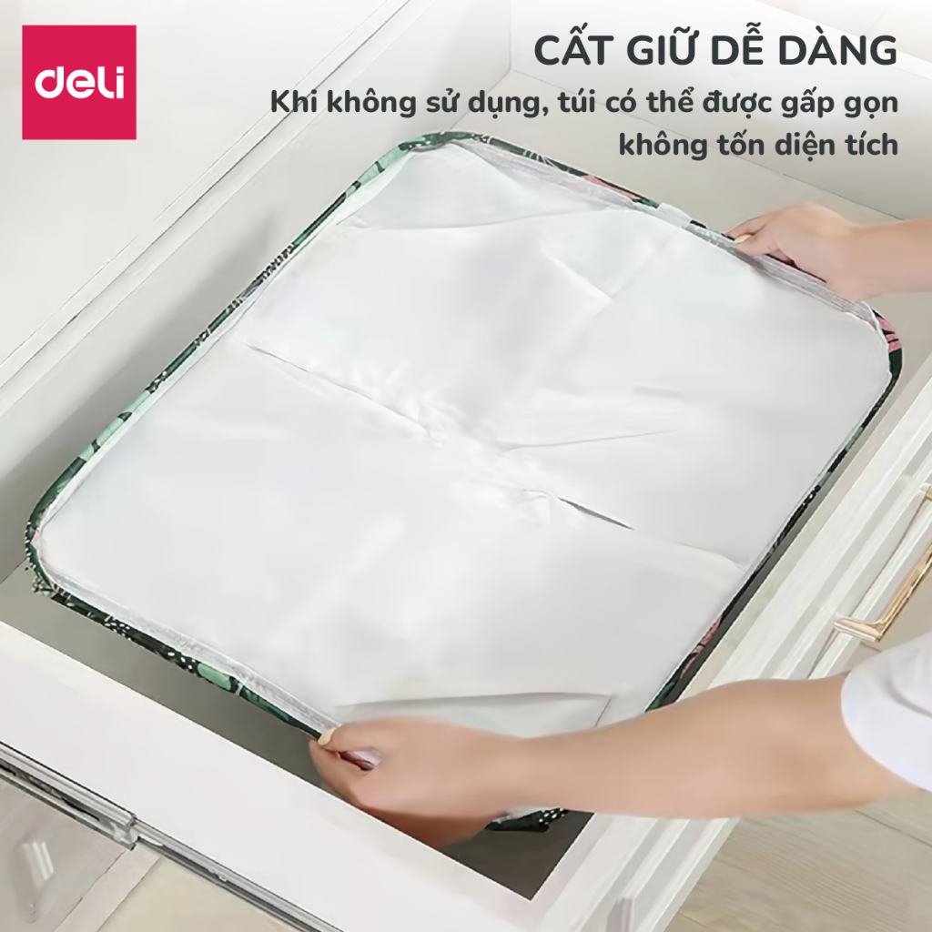 Túi Đựng Chăn Màn Quần Áo Vải Không Dệt Chống Thấm Nước Deli, Giỏ Đựng Quần áo Đa Năng Có Thể Gấp Gọn