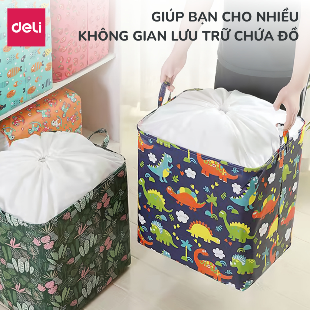 Túi Đựng Chăn Màn Quần Áo Vải Không Dệt Chống Thấm Nước Deli, Giỏ Đựng Quần áo Đa Năng Có Thể Gấp Gọn