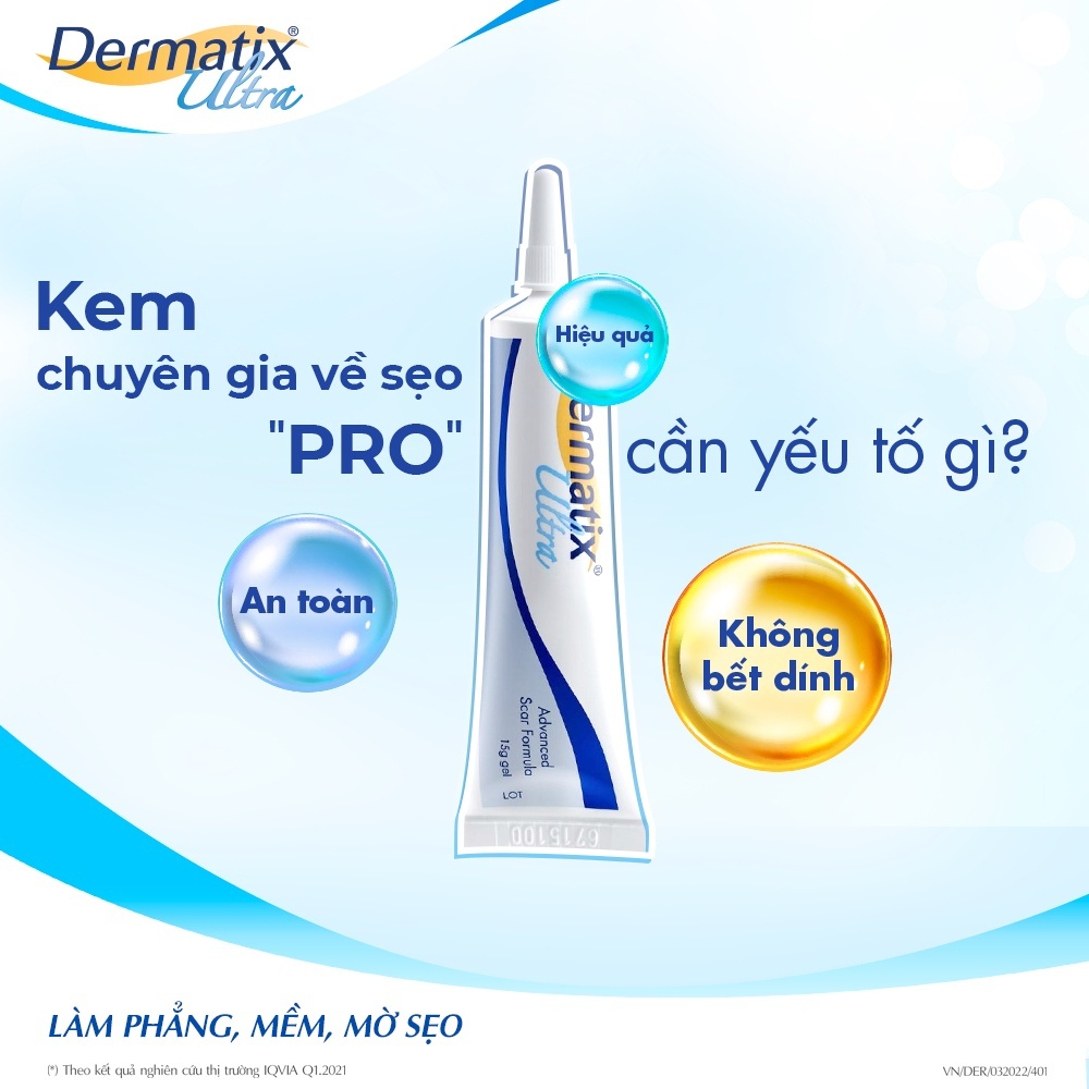 Dermatix Ultra Gel Làm Mờ Thâm sẹo kem làm phẳng sẹo lồi sẹo thâm 15g