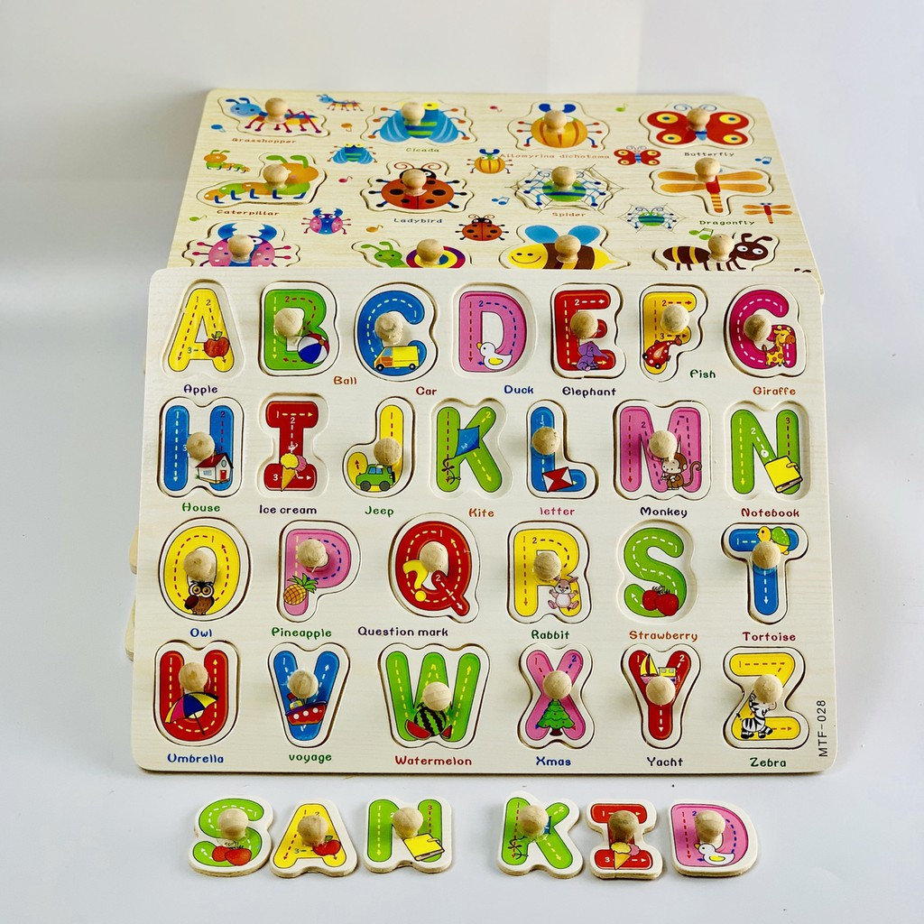 Ảnh Đồ Chơi - Bảng Ghép Hình Núm Gỗ Nhiều Chủ Đề Cho Bé - Sanbooks 3