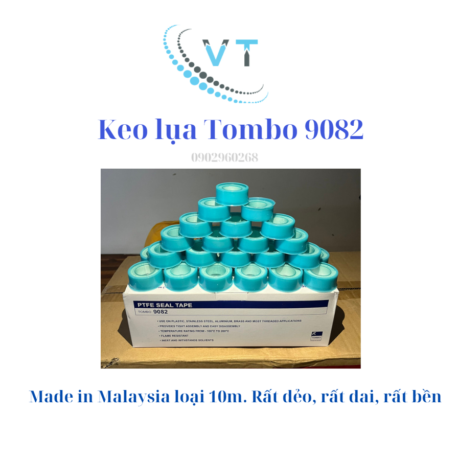 Hộp 60 cuốn băng tan, cao su non, keo lụa Malaysia Tombo 9082