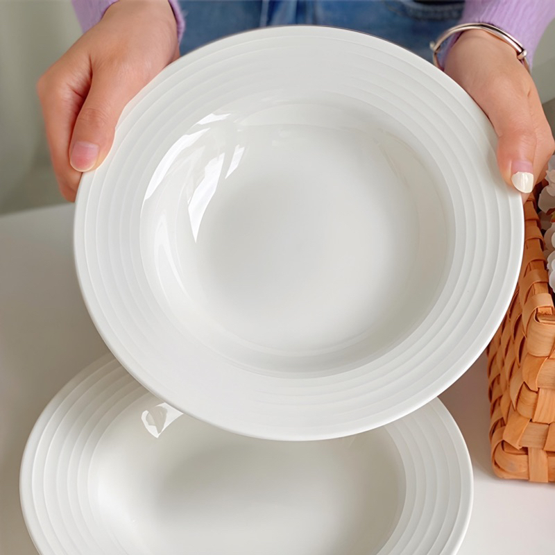 Đĩa sứ trắng lòng sâu 22cm – Đĩa ăn cơm, mì ý, phở – Đĩa ăn sang trọng ...