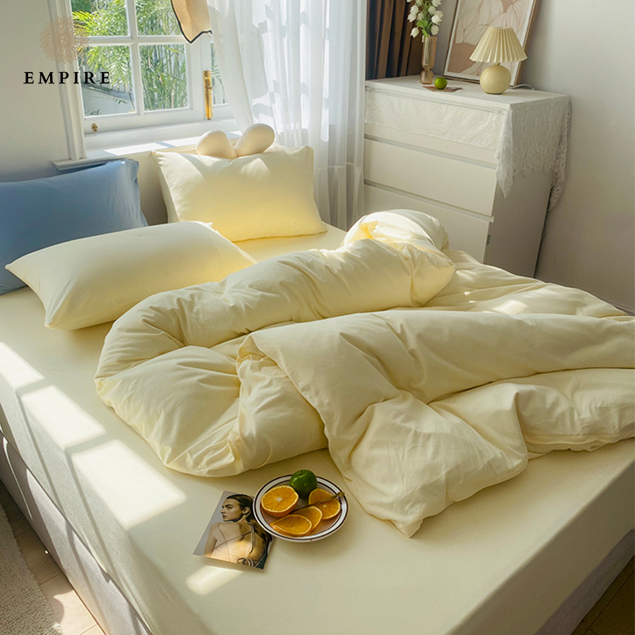 Bộ chăn ga gối cotton tici EMPIRE set 5 món ga trải giường bo chun drap đẹp - EMPIRE Bedding & Decor