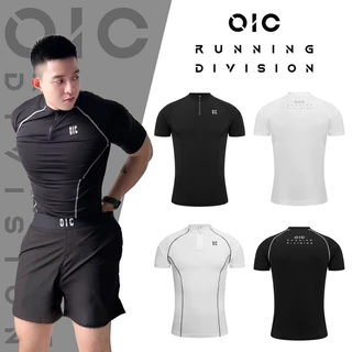 Áo thun thể thao nam OIC phối khoá kéo có tay, tập gym, chạy bộ , đạp xe