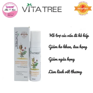 Xịt keo ong (30ml) giảm đau họng cho trẻ 2 tuổi trở lên Vitatree Super Propolis Spray complex with Honey, Úc