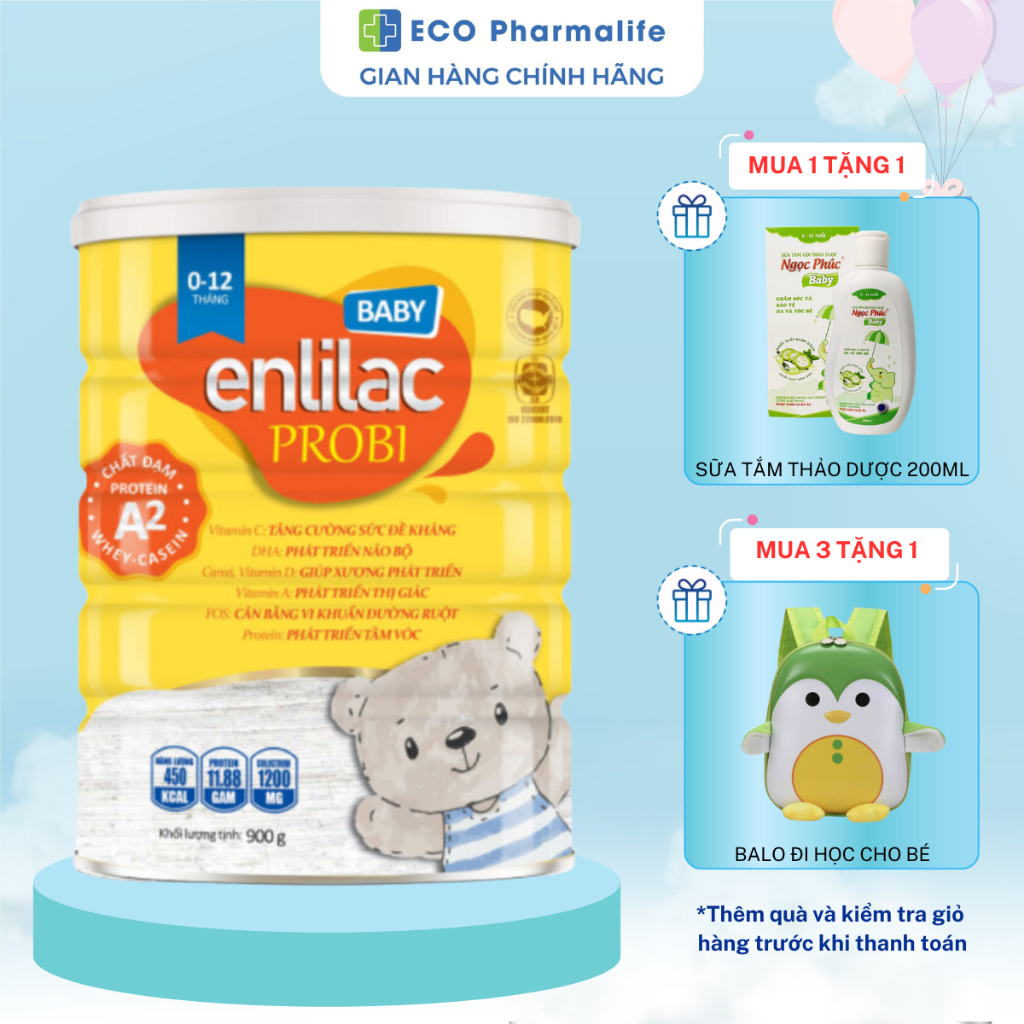 Sữa Bột Cho Bé ENLILAC Probi Protein A2 Baby Hộp 400g/ 900g Giúp Tăng ...