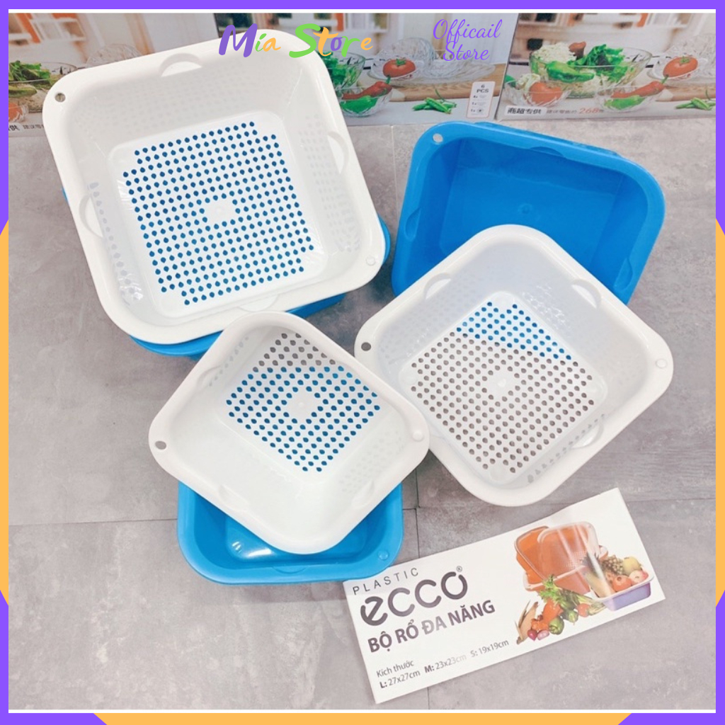 Bộ Rổ Nhựa Kèm Thau ECCO 6 Món Cao Cấp (3 Rổ 3 Thau) | Shopee Việt Nam