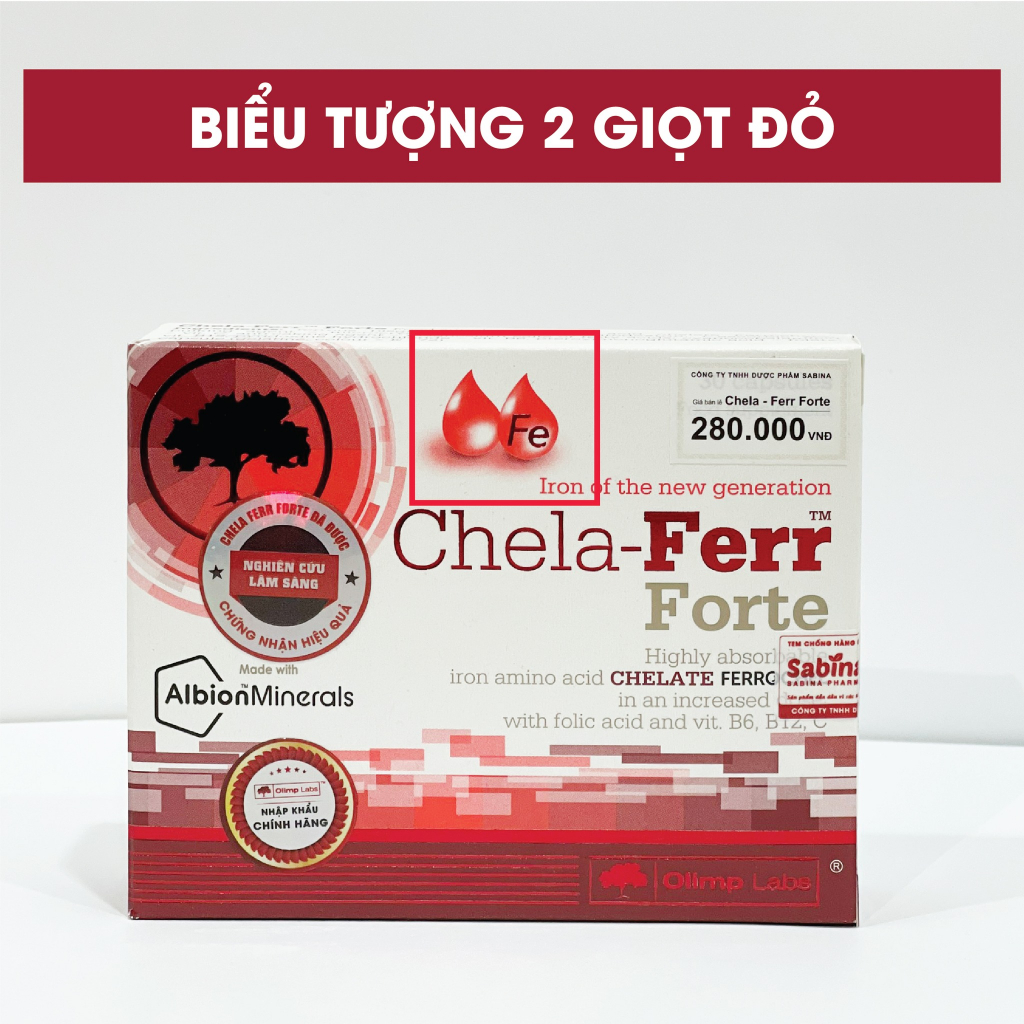 [Chính hãng] Sắt Chela-Ferr® Forte (Olimp Labs) 28mg sắt –Viên sắt cho bà bầu hỗ trợ bổ sung và dễ hấp thu sắt 30 viên,