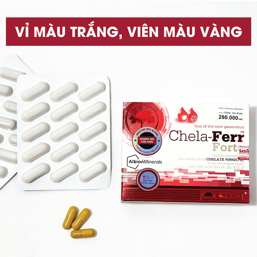 [Chính hãng] Sắt Chela-Ferr® Forte (Olimp Labs) 28mg sắt –Viên sắt cho bà bầu hỗ trợ bổ sung và dễ hấp thu sắt 30 viên,