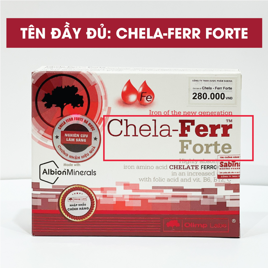 [Chính hãng] Sắt Chela-Ferr® Forte (Olimp Labs) 28mg sắt –Viên sắt cho bà bầu hỗ trợ bổ sung và dễ hấp thu sắt 30 viên,