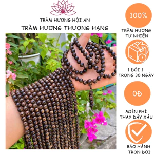 Vòng tay bằng trầm hương sánh chìm(loại 1) 6 7 8 ly 108 hạt tròn, Bình an tài lộc may mắn-Trầm hương Hội an