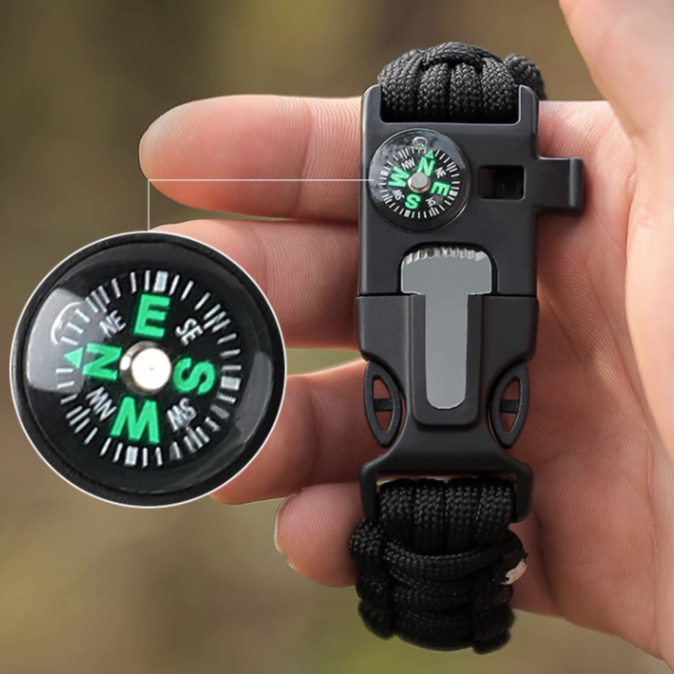 Vòng Tay Sinh Tồn Paracord Đa Chức Năng La Bàn  Lưỡi Cưa Còi Kêu Cứu  Đánh lửa