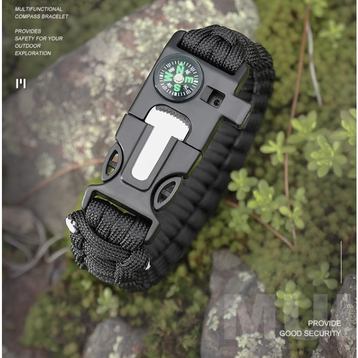 Vòng Tay Sinh Tồn Paracord Đa Chức Năng La Bàn  Lưỡi Cưa Còi Kêu Cứu  Đánh lửa