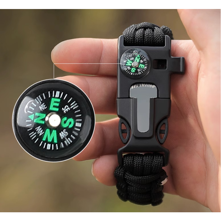 Vòng Tay Sinh Tồn Paracord Đa Chức Năng La Bàn  Lưỡi Cưa Còi Kêu Cứu  Đánh lửa
