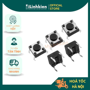 Nút nhấn 4 chân 6x6 đầy đủ kích thước tiếp điểm đồng túi 50 con chất lượng cao.