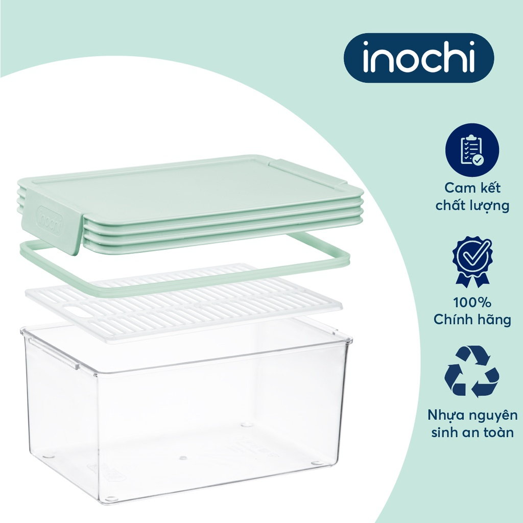 BỘ 2 HỘP THỰC PHẨM TRITAN chữ nhật Inochi- Hokaido 1000-2000ml nhựa tritan cao cấp, chịu nhiệt cao