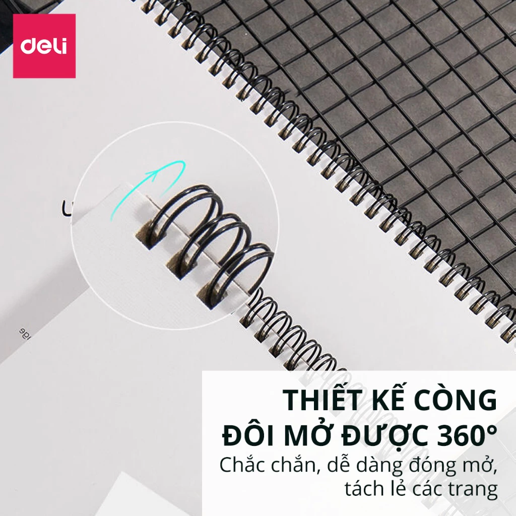 Sổ vẽ phác thảo Deli - Gáy lò xo - Khổ dọc A4 A3 B5 - Sổ vẽ không kị tẩy 110gsm / 160gsm - 73357 / 7
