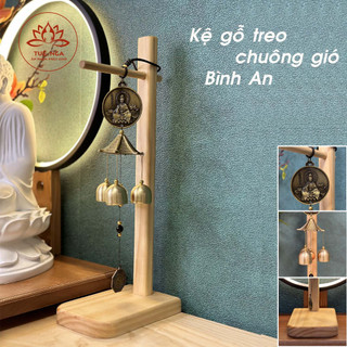 Giá kệ treo chuông gió phong thủy quan âm bằng gỗ, giá treo cây trang trí, treo khánh phật