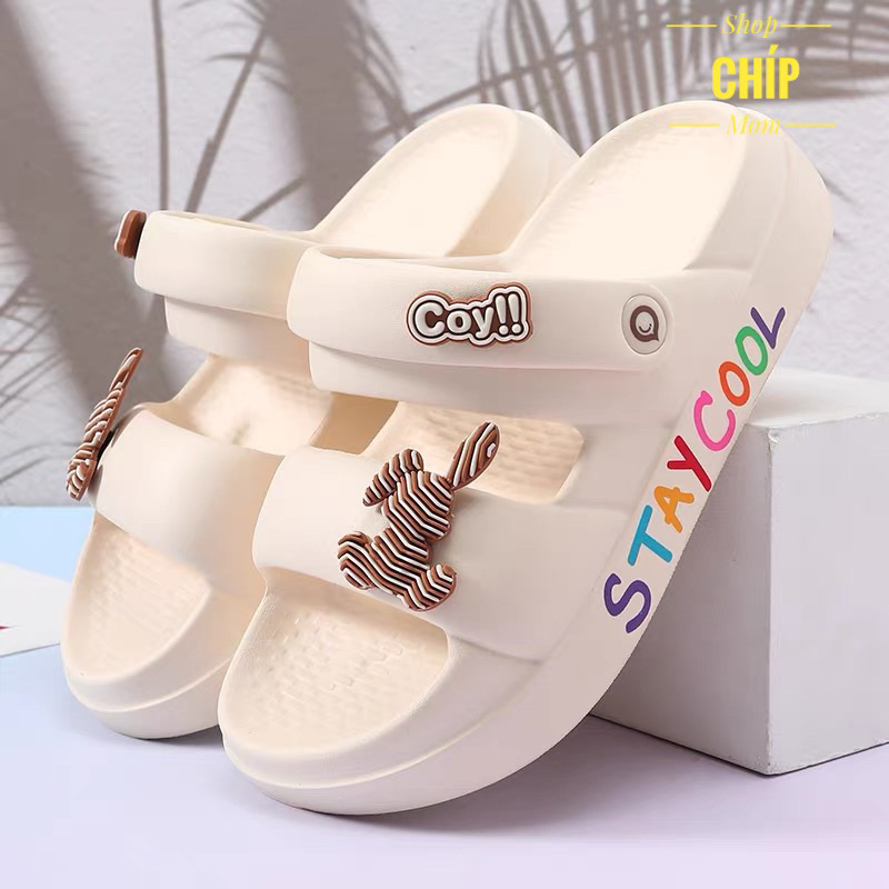 sandal bé gái dép quai hậu cho bé gái gấu êm chân mềm STAYCOOl đi học đi chơi mùa hè chống nước đi mưa QN 609 ( ảnh thật