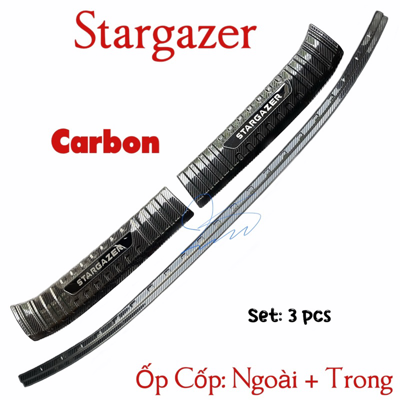 Ốp Chống trầy Cốp Trong Ngoài CACBON xe Stargazer 2022 2023 2024 2025 Vân Carbon cao cấp