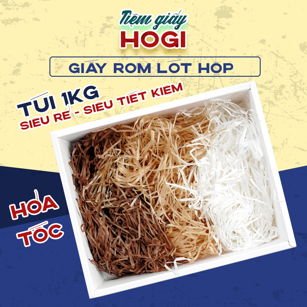 1 Kg Giấy rơm lót hộp HOGI, giấy vụn cắt sợi gói nhiều màu, đa năng ...