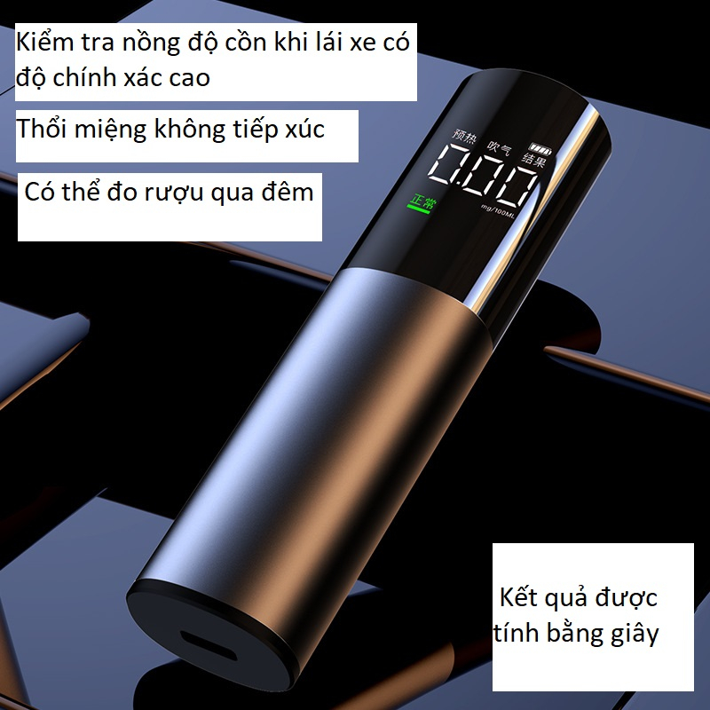 Máy thổi nồng độ cồn ,Máy đo nồng độ cồn bia rượu trong hơi thở độ chính xác cao, thiết bị cầm tay di động, pin sạc được