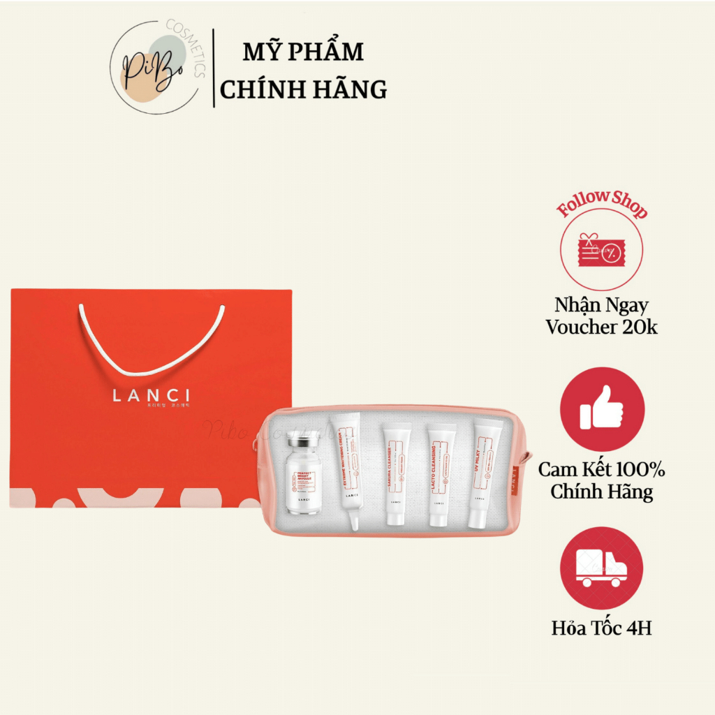 Bộ Sản phẩm Dưỡng Trắng Mini Lanci 10ml - Kèm Túi Đựng | Shopee Việt Nam