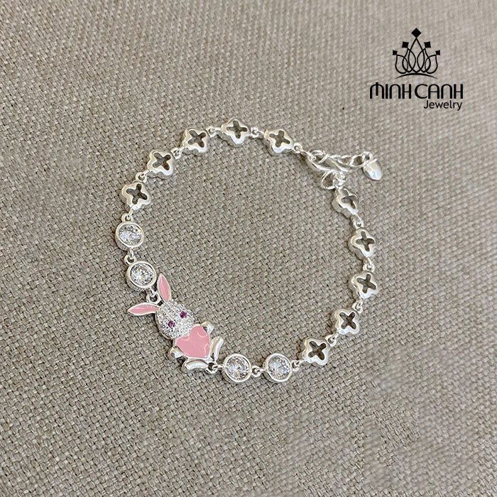 Ảnh Lắc Bạc Thỏ Hồng Cho Bé Gái - Minh Canh Jewelry 2