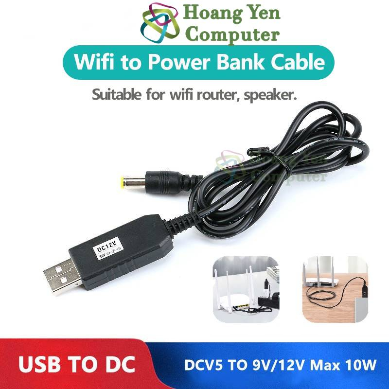 Cáp Chuyển Đổi 5V sang 12V, 5V sang 9V (Dùng cho modem Wifi 12V-0.5A) - Hoangyencomputer