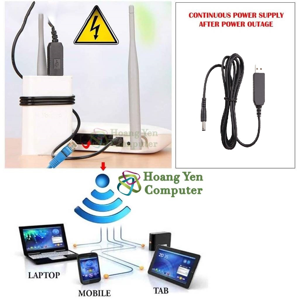 Cáp Chuyển Đổi 5V sang 12V, 5V sang 9V (Dùng cho modem Wifi 12V-0.5A) - Hoangyencomputer