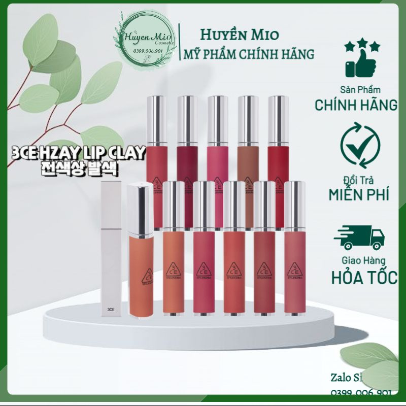 Son Kem Lì 3ce Hazy Lip Clay 4g Son Siêu Lì Mịn Môi Hipamine Warm