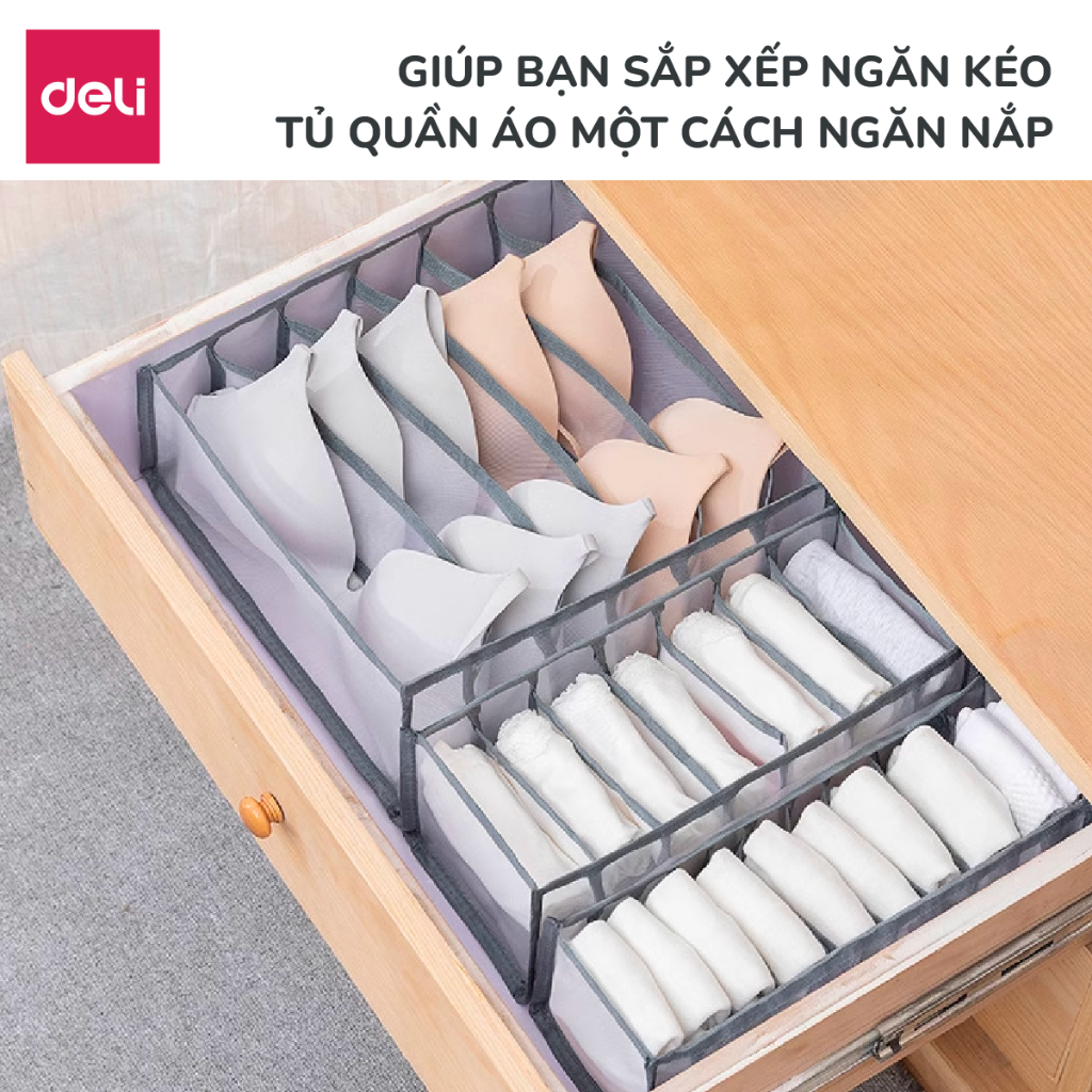 Túi chia ngăn quần áo 11 ngăn hộp vải đựng quần áo đa năng, túi vải đựng quần áo đồ lót sắp xếp gọn gàng