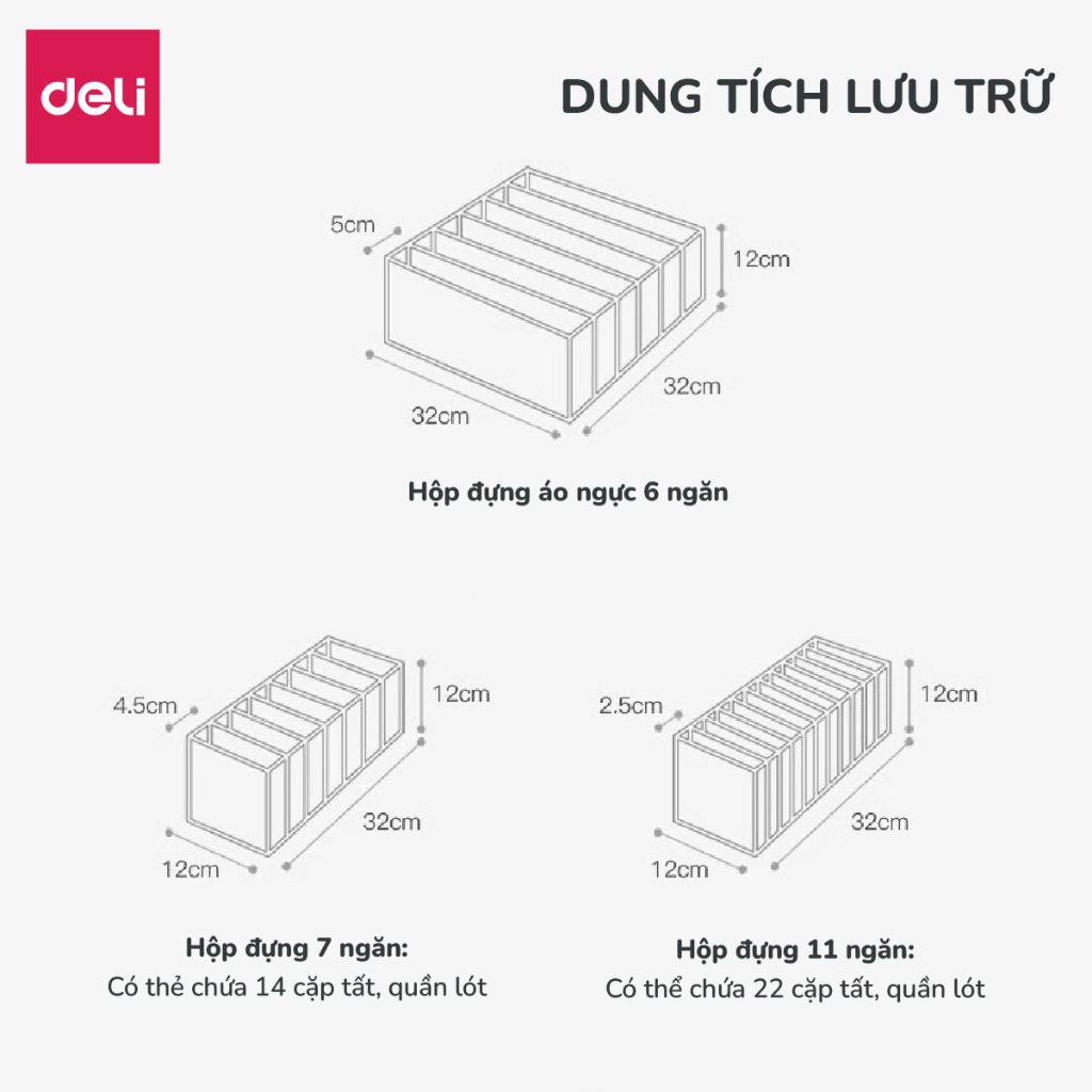 Túi chia ngăn quần áo 11 ngăn hộp vải đựng quần áo đa năng, túi vải đựng quần áo đồ lót sắp xếp gọn gàng