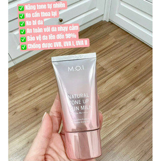 [Tặng túi/ ví] KEM CHỐNG NẮNG nâng tone tự nhiên M.O.I 40ML - Natural Tone Up Sun Milk