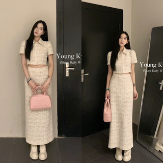 [S2.393] Set Dạ Tiêu 2 Lớp Áo Dạ Tay Cộc Mix Chân Váy Dáng Dài Siêu Xinh Kèm Ảnh Thật (cvay dài 90cm)