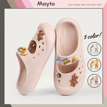 Dép nữ, dép sục Mayto kèm charm Toy Story kiểu dép đúc xốp EVA dạng sục đế cao 3,5cm dễ thương CS-23