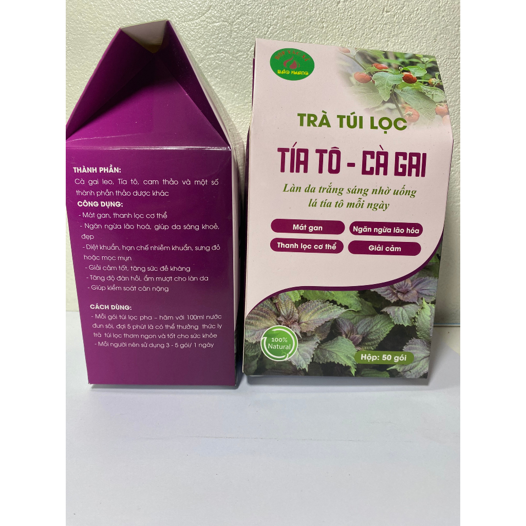 Trà túi lọc tía tô (hộp 40 gói), lá tía tô khô, trắng da, ngừa lão hóa ...
