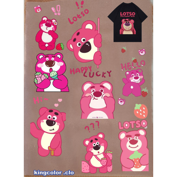 HÌNH ỦI ÉP NHIỆT-HÌNH ỦI ÁO-ICON GẤU LOTSO -IN ÁO ĐẸP.CHẤT LƯỢNG .MẦU SẮC ẤN TƯỢNG-ỦI TRỰC TIẾP TẠI NHÀ BẰNG BÀN ỦI