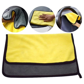 ⚡KHĂN DÀY⚡ Khăn lau ô tô, xe hơi, lau kính lau tay màu vàng, 2 lớp Microfiber mềm mịn, siêu thấm (30x30cm) 88419