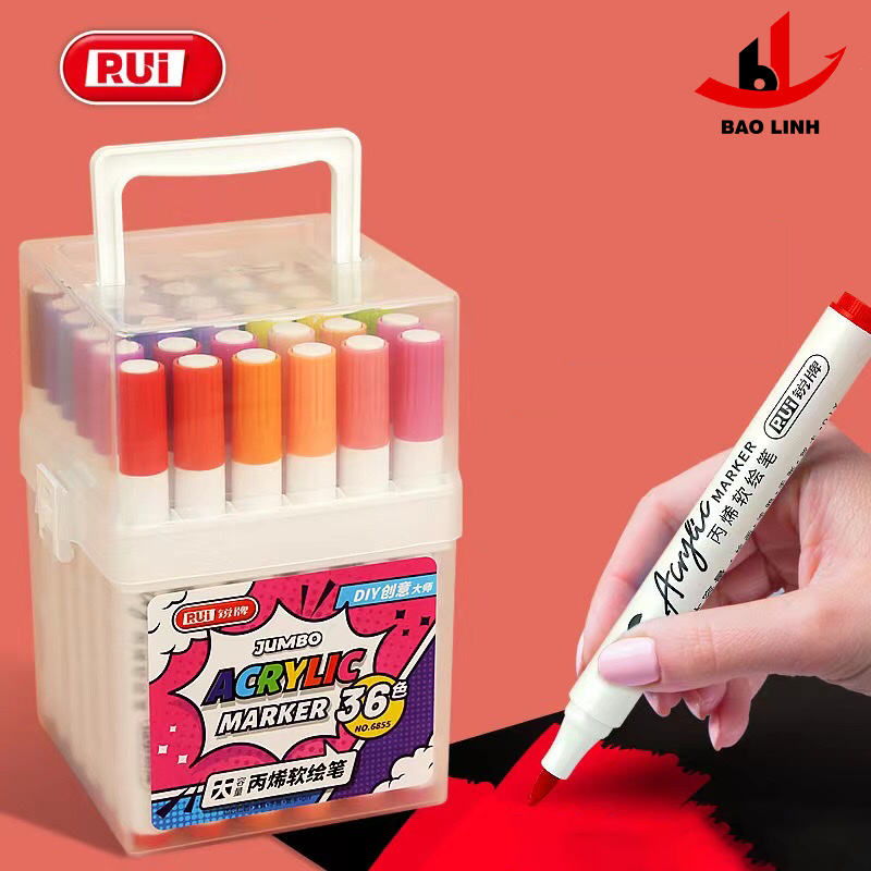 Màu marker acrylic ngòi Brush to siêu mềm mịn rui 6855 | Shopee Việt Nam