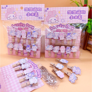 Kẹp Ảnh Gỗ Trang Trí Để Bàn Đồ Dùng Decor Phòng Ngủ Bàn Học Set 10 Cái Kèm Dây Cute Timo DDK26